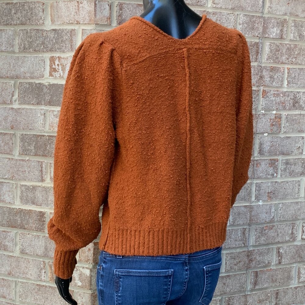Free People Burnt Orange Long Sleeve V-Neck Sweater SzXS - Picture 6 of 15
